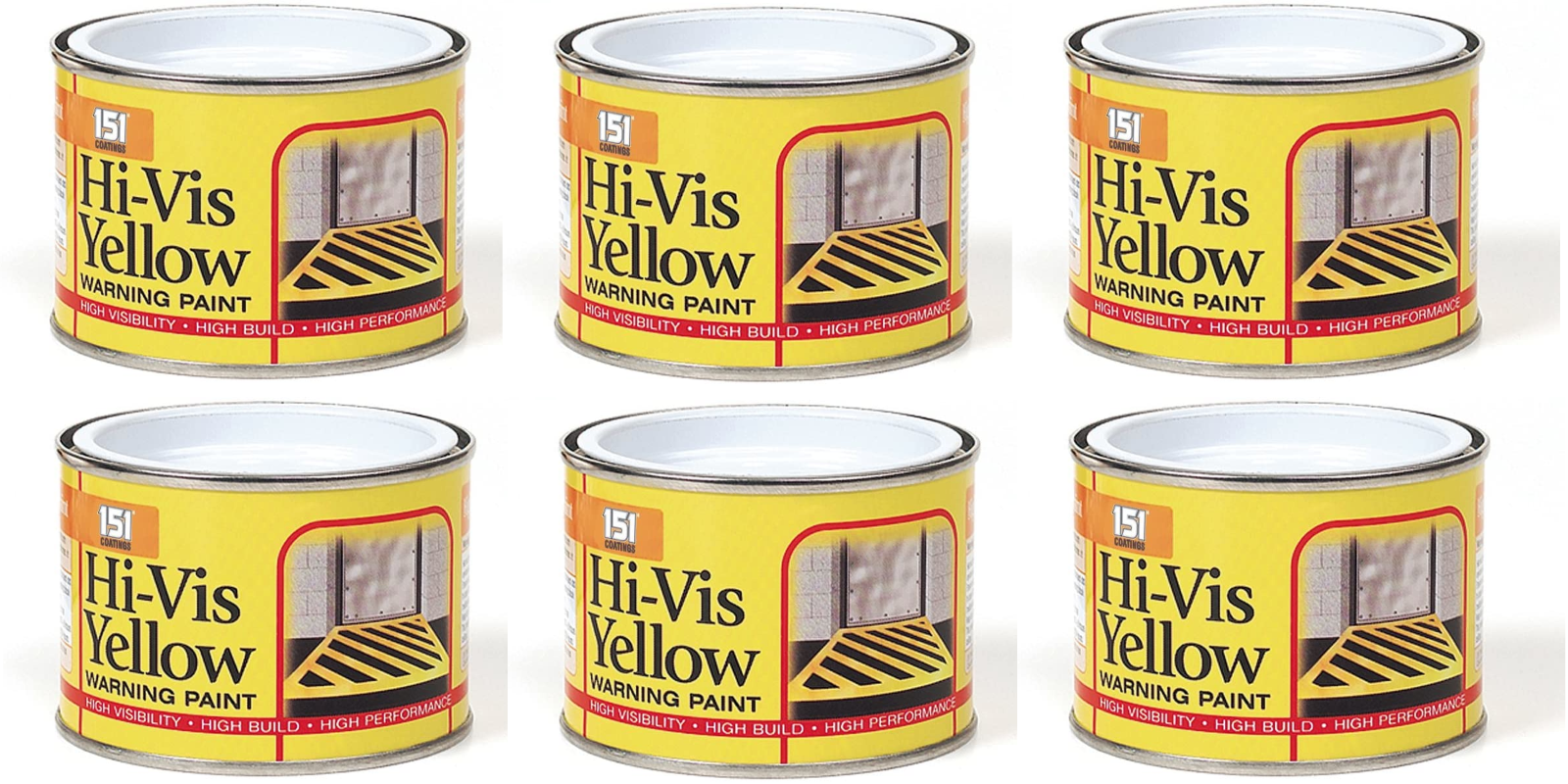 6 x 151 HiVis Yellow Warning Paint High Visibility 180ml 5050375085589