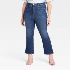 Women's Plus Size High-Rise Demi-Boots Ankle Jeans Ava  Viv Dark Blue Denim 24W