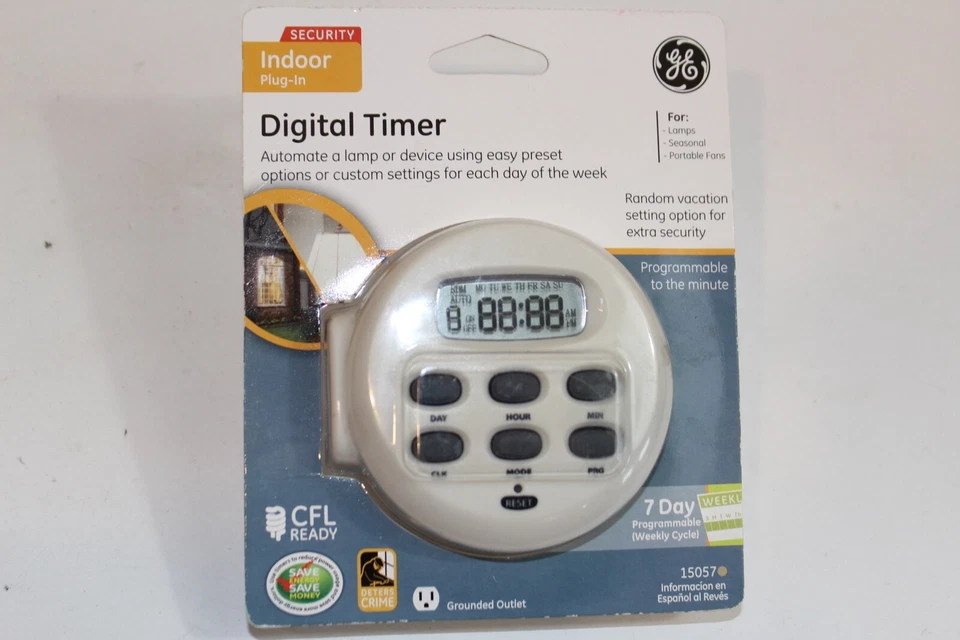 GE Security Plug-In Digital Timer 7 Day Programmable 1 Outlet 15057 - Image 4 of 4