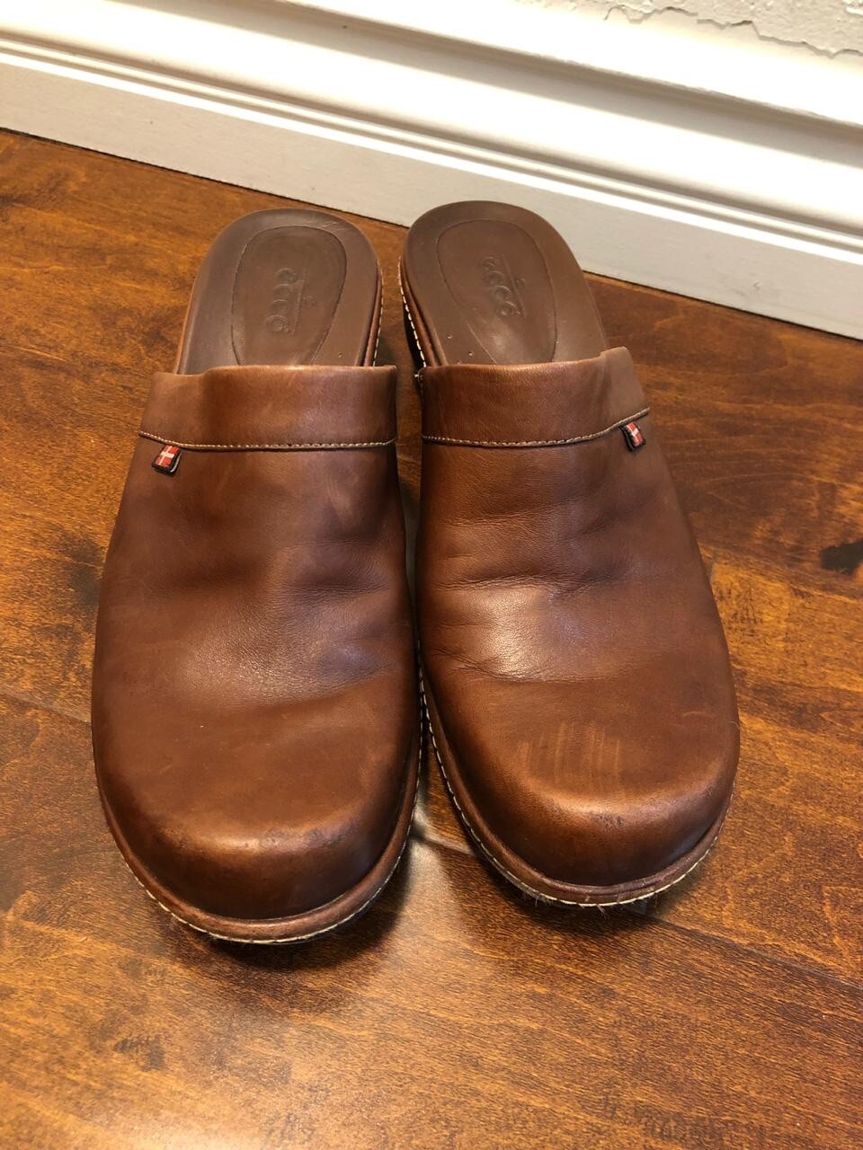 Ecco Womens Mules Clogs Brown Leather Size 40 Eu 9.5 US eBay
