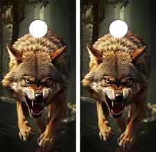 Wild Angry Coyote Cornhole Board Wraps FREE LAMINATION 4921
