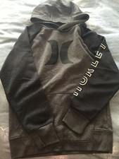 HURLEY BOYS PULLOVER SWEATER HOODIE GRAY BLACK SIZE MEDIUM EEUC