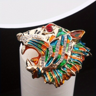 Vintage Dripping Studded Tiger Head Domineering Brooch Women