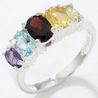 E662 Glittering Multi-Coloured Ring Set in 925 Sterling Silver 2.3 Carats + Box