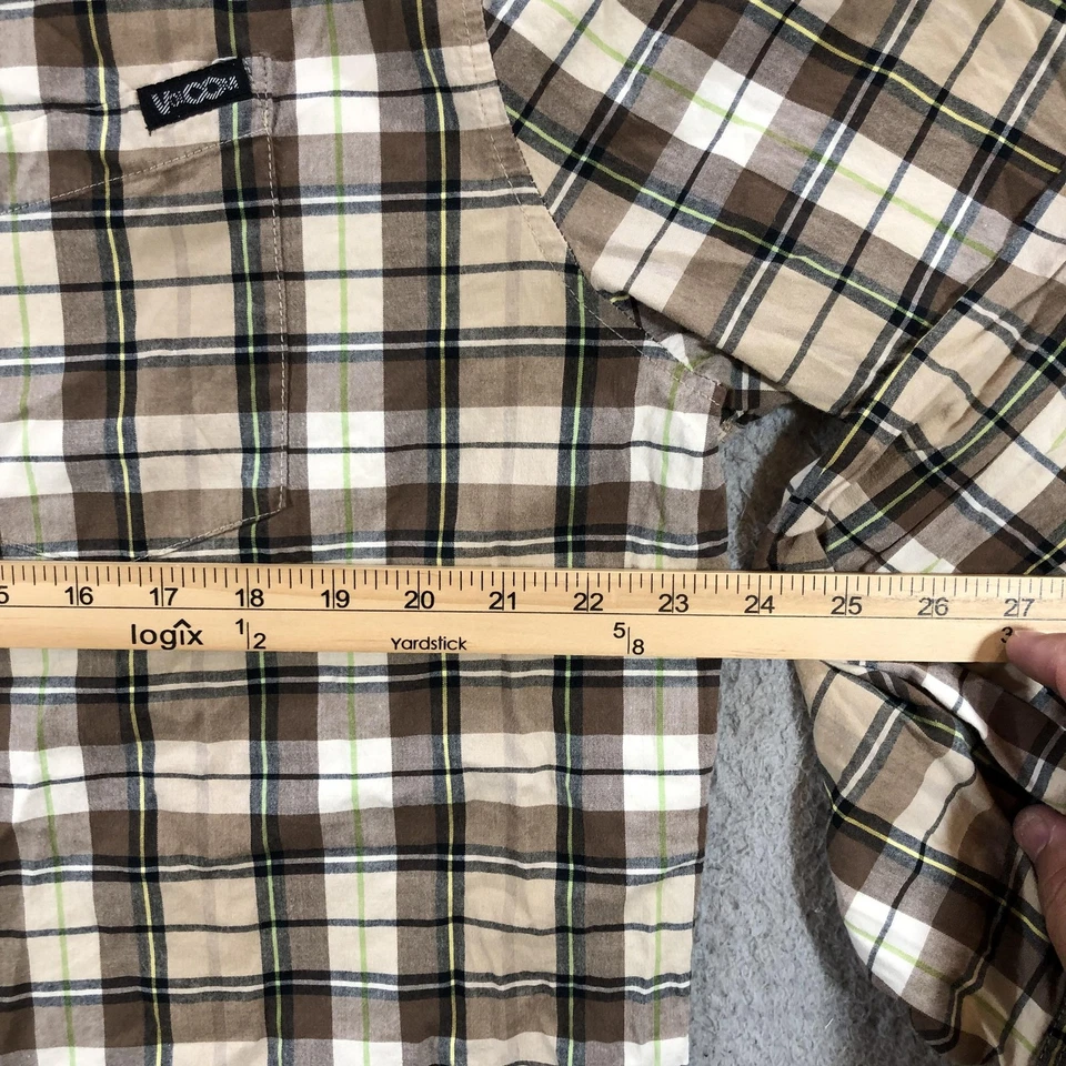 Volcom Shirt Mens 2XL Brown Plaid Button Down Long Sleeve Casual Skate Style - Image 3 of 4