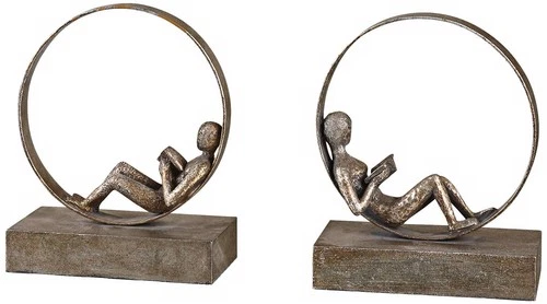 Lounging Reader, Bookends Set - Picture 2 of 2