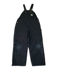 Vintage Y2K Carhartt R03 BLK Insulated Duck Bib Overalls 38x28