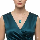 Royston Ribbon Turquoise & Garnet 925 Sterling Silver Necklace Jewelry N-1012