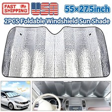 2pcs Foldable Windshield Sun Shadelarge Uv Block Car Van Truck Window Protector