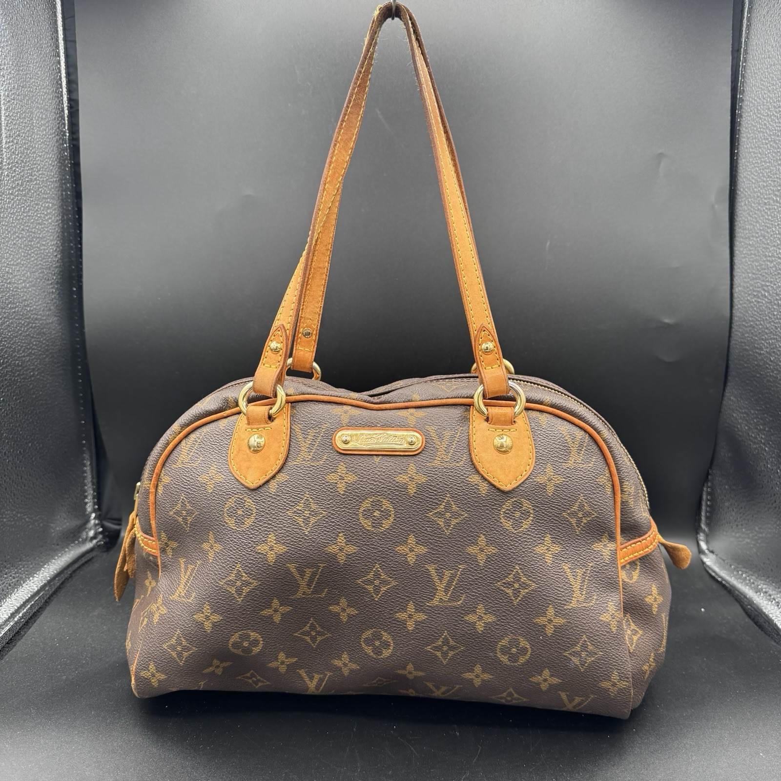 Louis Vuitton Monogram Double Handles Brown Montorgueil GM Shoulder Bag Women