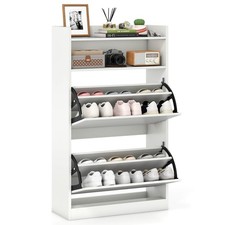 Shoe Storage Cabinet w/2 Flip Drawers, Adjustable Removable Shelves for Entryway
