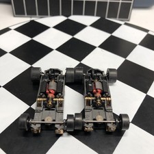 Afx Mega G Armatured 1.7 Long Blk Wheels Slot Car Chassis Pair, Running