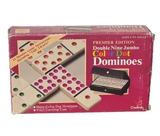 Cardinal Premier Edition Double Nine Jumbo Color Dot Dominoes & Vinyl Case 511C