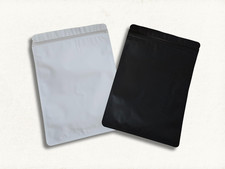 Black/White Mylar Foil Pouches Bags, Resealable - XL Size 7.5" x 5.5"