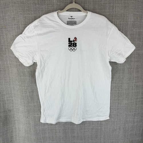 Fanatics Shirt Mens Large White LA28 Olympics Crew Neck Graphic Logo Cotton