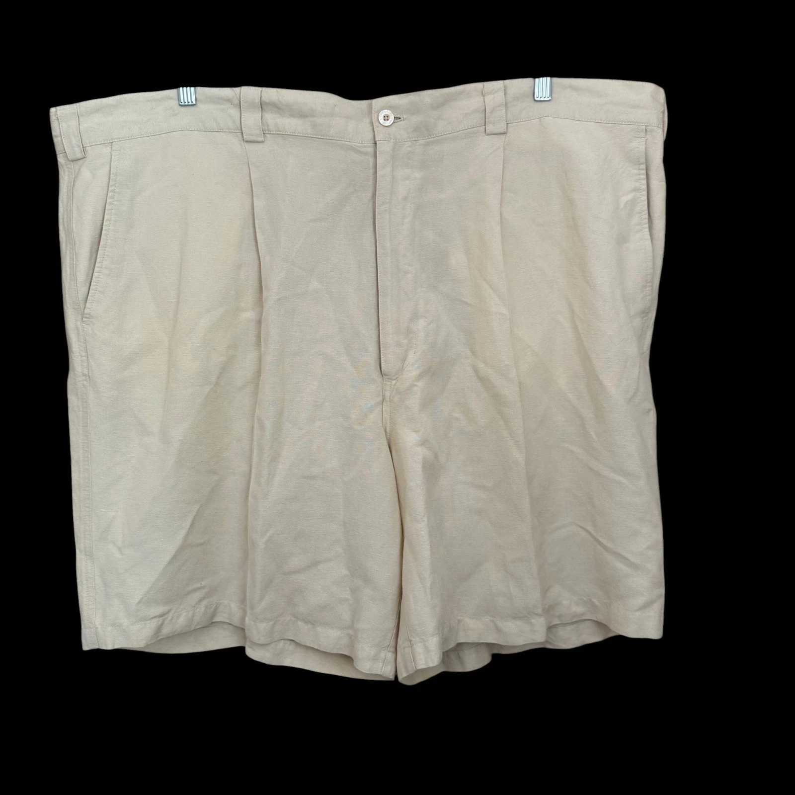 Cubavera Linen Rayon Pleated Golf Shorts 48 Yellow Classic Fit Resort Vacation
