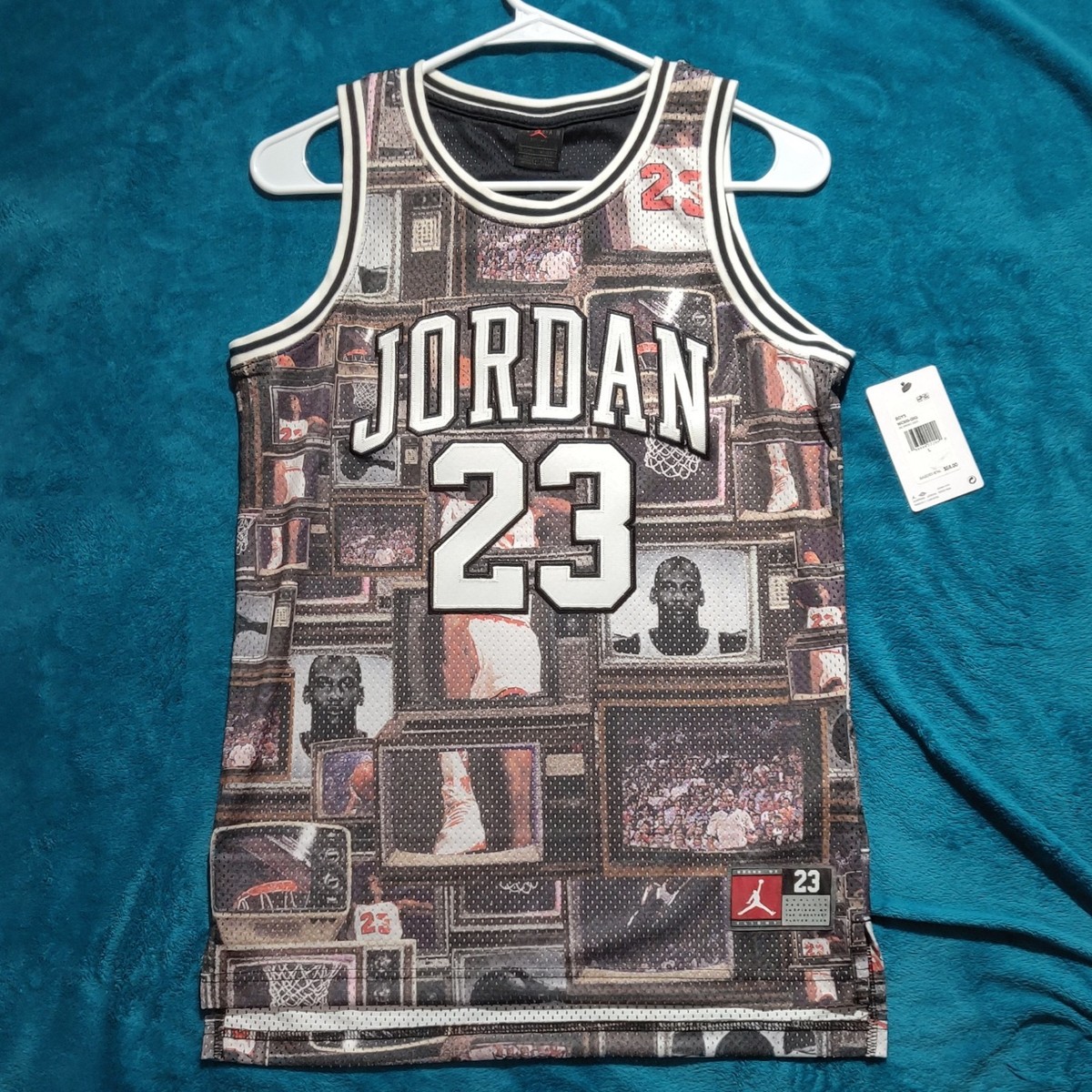 Jordan 23 Kids Youth Basketball Jersey DK Smoke Grey Boys Sz Large
