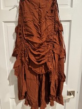 The Pirate Dressing Womens High-Low Ruffle Brown Steampunk Skirt Size M NEW