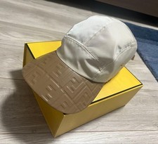 Rare FENDI Logo Baseball Cap Leather Brim Authentic Luxury Hat w/ Box 5985AK