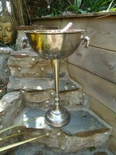 Silver Floor Standing Bowl Champagne Ice Bucket Distressed Look Wine Cooler Gift