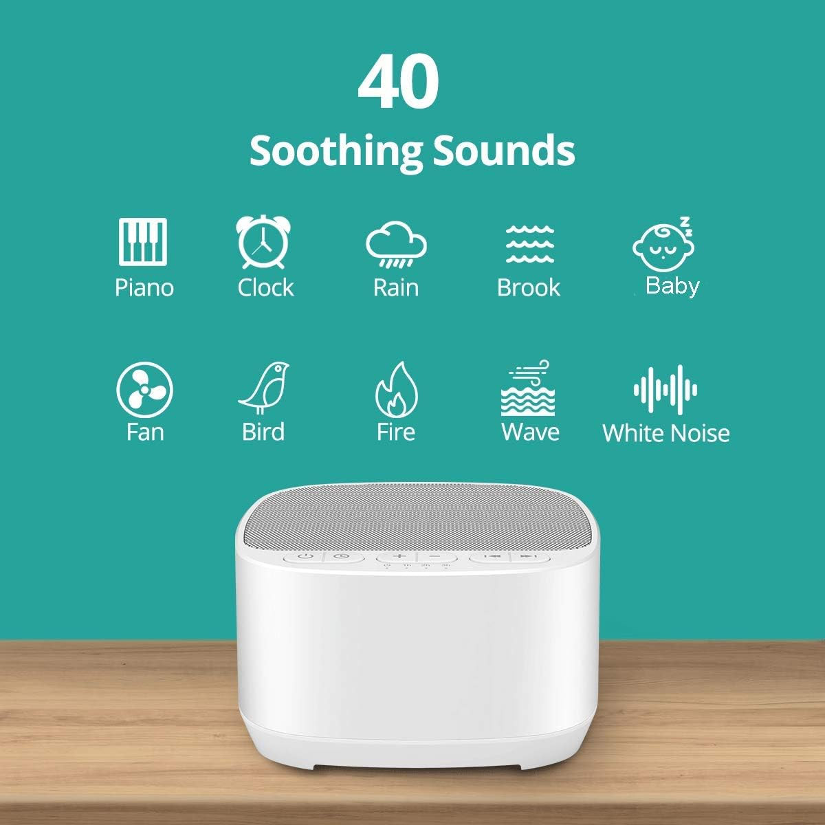 Magicteam Sleep Sound White Noise Machine with 40 Natural Soothing Sounds and Me