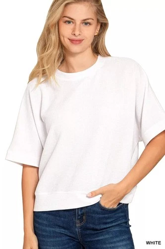 Zenana Double Knit Banded Bottom Short Sleeve Top