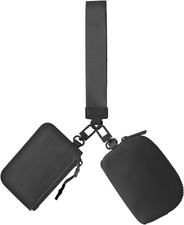 Dual Pouch Wristlet Keychain Wallets for Women with 2 Detachable Zipper Coin Pur