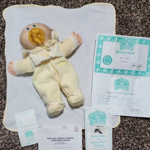Cabbage Patch Kids Sylvia Disa Baby Doll w/ Pacifier, Certificate & Papers