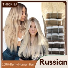 Blonde 100 Tape In Remy Human Hair Extensions Skin Weft Taped On Extension 9A