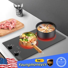 Electric Hob Cook Top Stove 110V Induction Cooktop 2 Burners Ceramic Cooktop