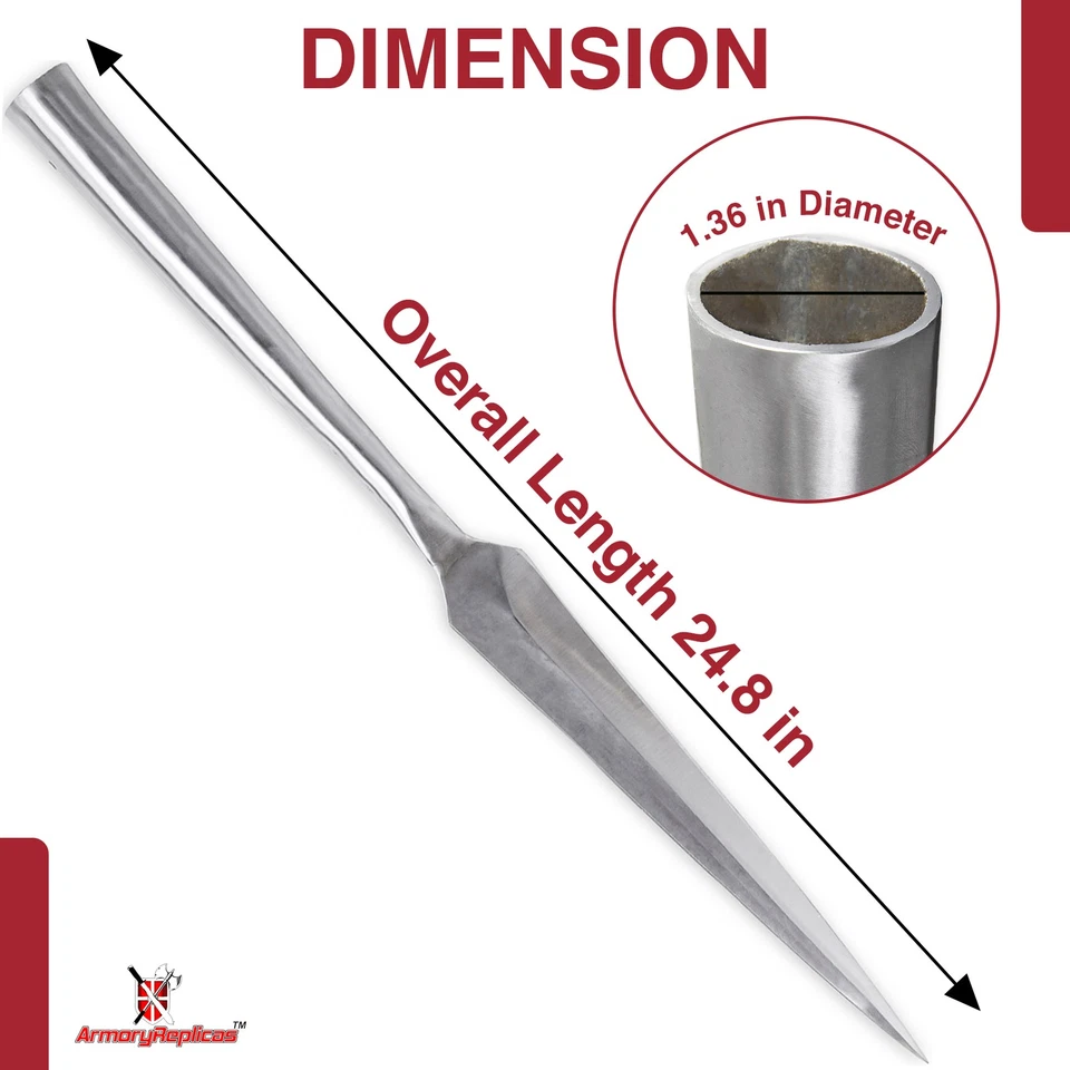 Punta de lanza vikinga pretaladrada de acero al carbono 1095 medieval funcional Foto 2 de 4