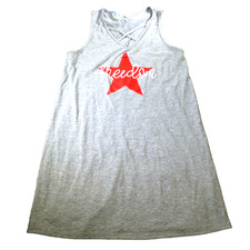 Miken Swim Womens Freedom Tank Top Cover Up Sz M Gray Red Star NWOT