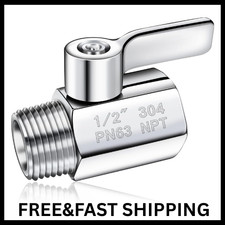 Stainless Steel Shower Head Shut Off Valve 1/2 Inch Female x Male NPT Thread