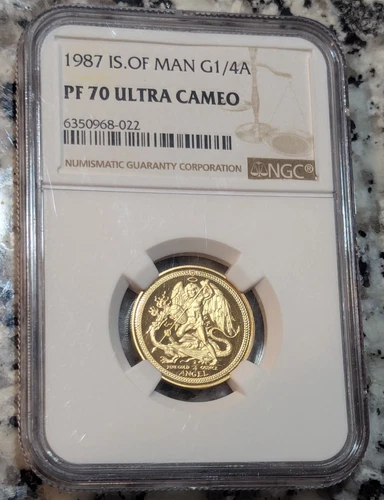 1987 1/4 Oz Gold Isle of Man Angel PF70 PF-70 NGC Ultra Cameo