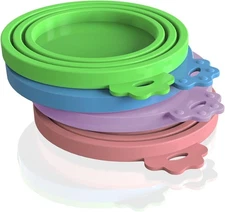 WANBAO 4 Pack Silicone Pet Food Can Lids for 3 Standard Size Food Cans