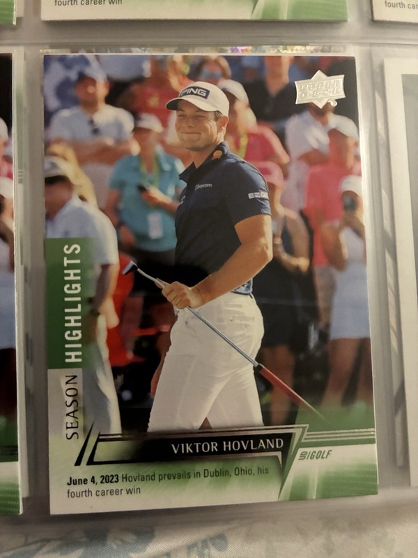 Lot of 3 Viktor Hovland golf trading cards.  Won 2026 Travelers Championship.