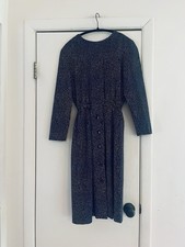 VTG 80s Polka Dot Cottagecore Modest Pencil Retro Pinup Midi Dress S