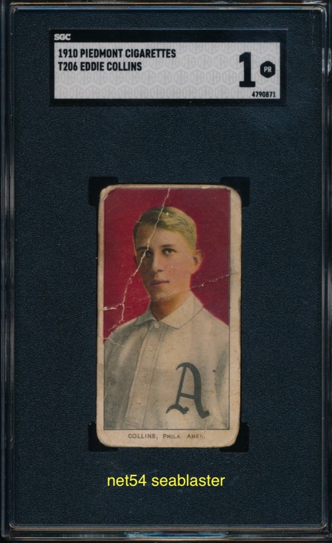 1910 T206 PIEDMONT Eddie Collins portrait SGC 1 Philadelphia Athletics HOFer