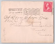 Detroit, Mich to Toronto, Ont 2c Washington, Un, Oct 12 1897