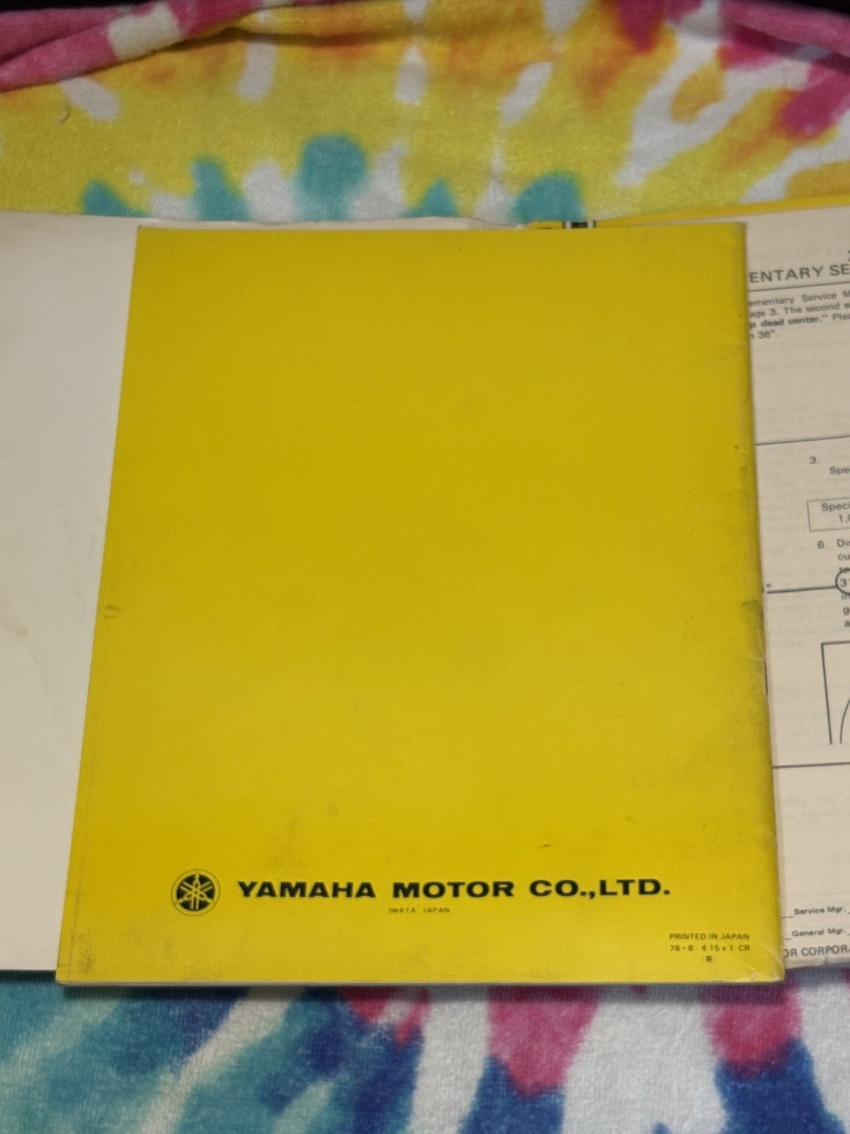 Original 1978 Yamaha XS1100E Motorcycle Service & 1100F SF Supplementary Manual