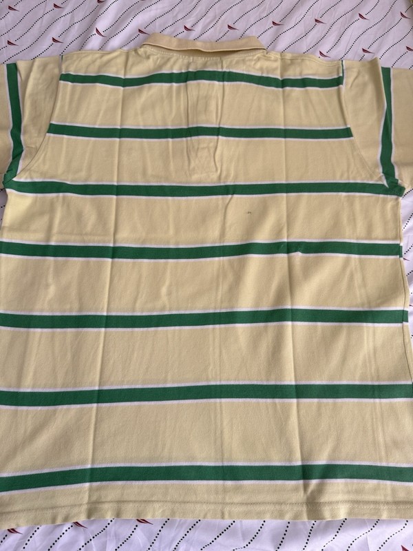 Polo Ralph Lauren Men's Regular L Yellow/Green/White Striped Polo Shirt Logo
