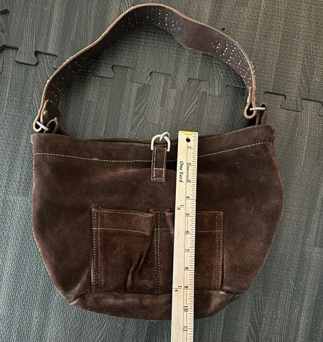 Vintage Y2K Tylie Malibu Pebbled Leather Hobo Shoulder Bag Purse Brown Crystals - Picture 11 of 12