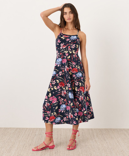 PACT Organic Fit & Flare Midi Dress, Dayspring Blooms Multi