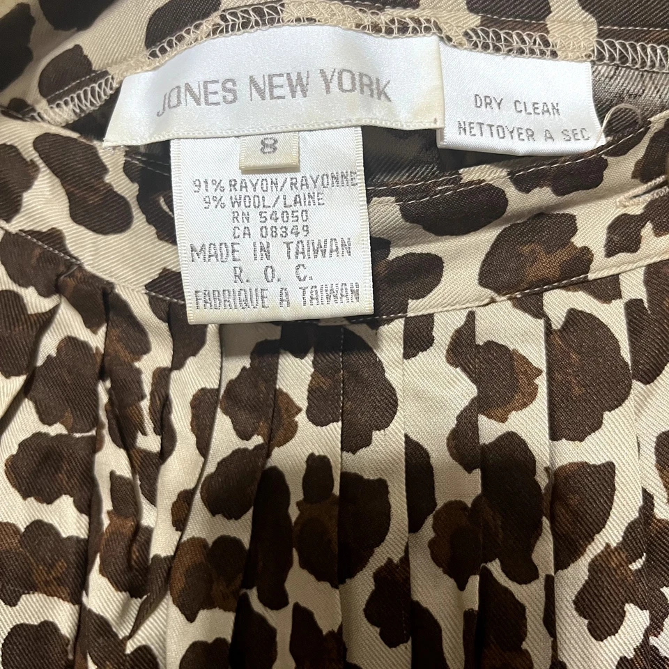Jones New York Vintage Leopard Print Wrap Skirt Long Midi wool blend sz 8 - Image 4 of 4