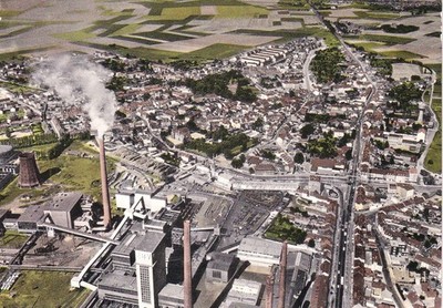 AK Alsdorf - EBV Grube Bergwerk Ortsansicht- Luftbild Color - 1965 - Aachen