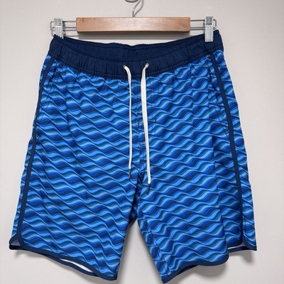 Fair Harbor Anchor Mens Blue Wave Lined Shorts Drawstring Swim Trunks Small