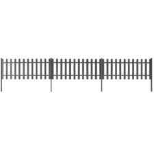 Garden Picket Fence 3x WPC 600x60cm Grey Outdoor Fence Panels
