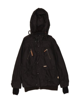 KHUJO Womens Hooded Windbreaker Jacket UK 18 XL Black Polyester DC03