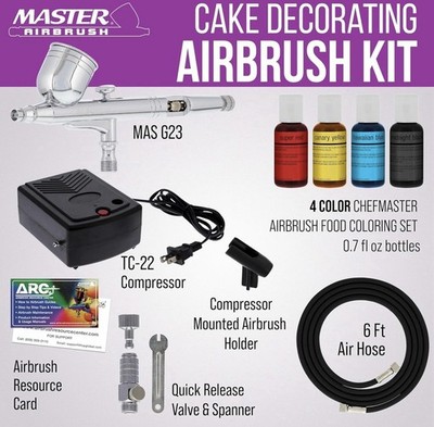 Master Airbrush Cake Airbrush Decorating Kit Dual Action With 4 Food Colors