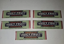Vtg Wrigley's Juicy Fruit Chewing Gum 5 Sticks c.1941 WWII Retro Candy Unopened